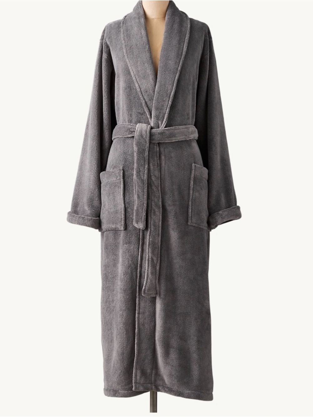 Restoration Hardware RH Luxury Plush Long Unisex Robe Graphite Gray Size Small